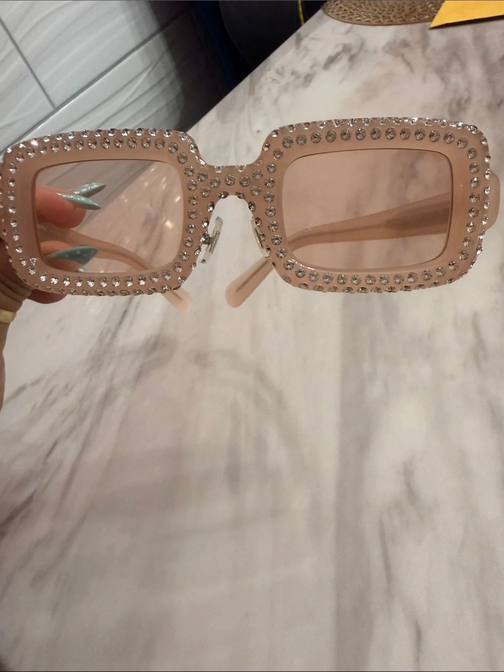 Miu Miu Blush Pink Crystal-Trim Sunglasses